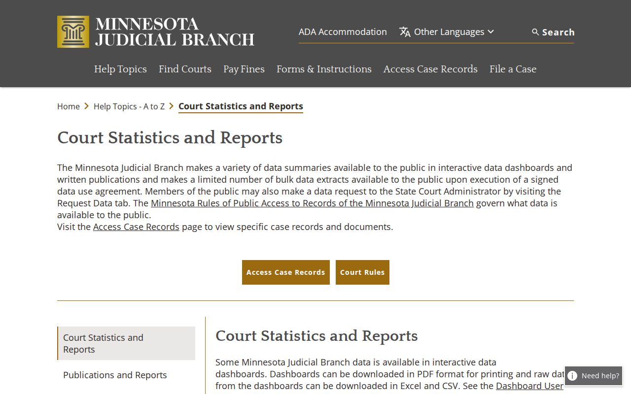 Chisago County court docket court statistics resources