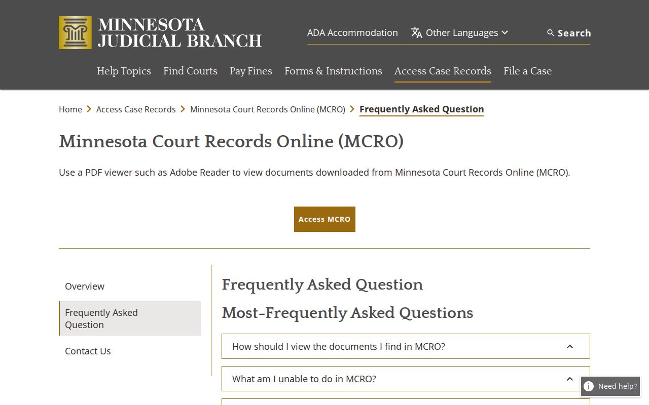 Chisago County case lookup reference for Minnesota Court Records Online access