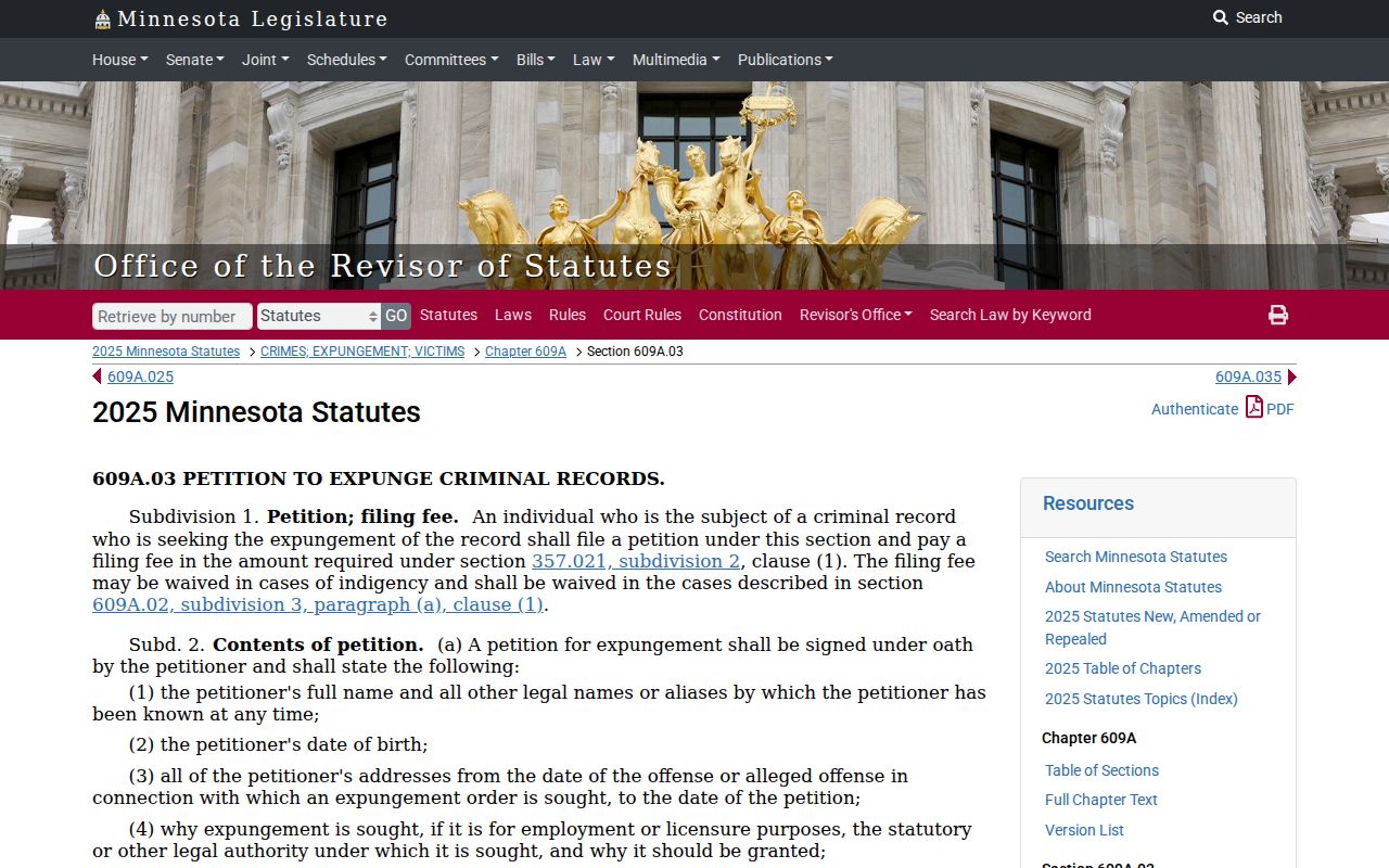 Chisago County criminal docket expungement procedure