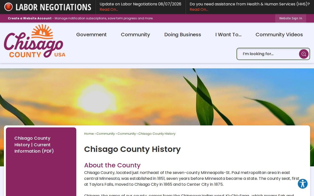 Chisago County court record access and courthouse history reference