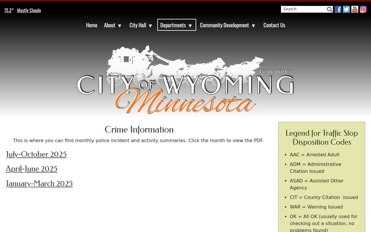Wyoming police citation activity record source