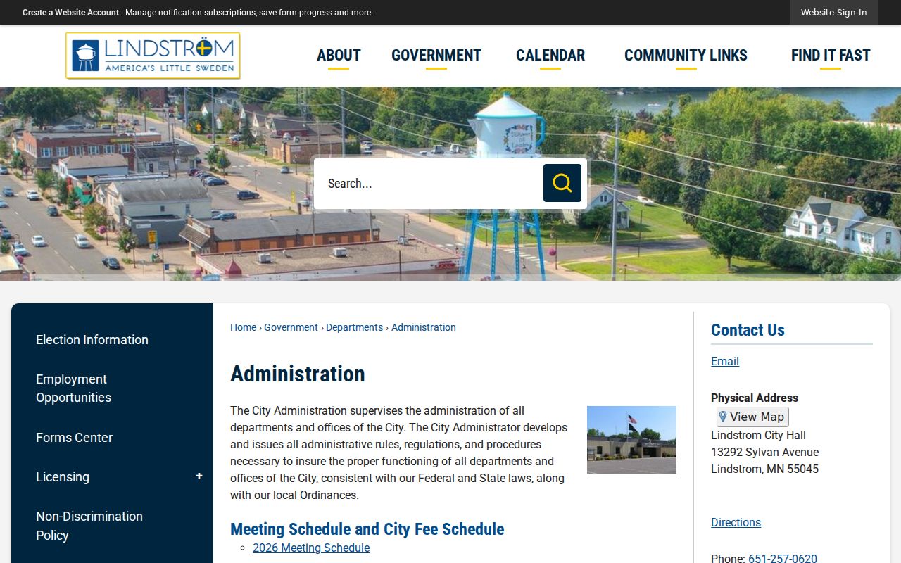 Lindstrom City Administration record request source